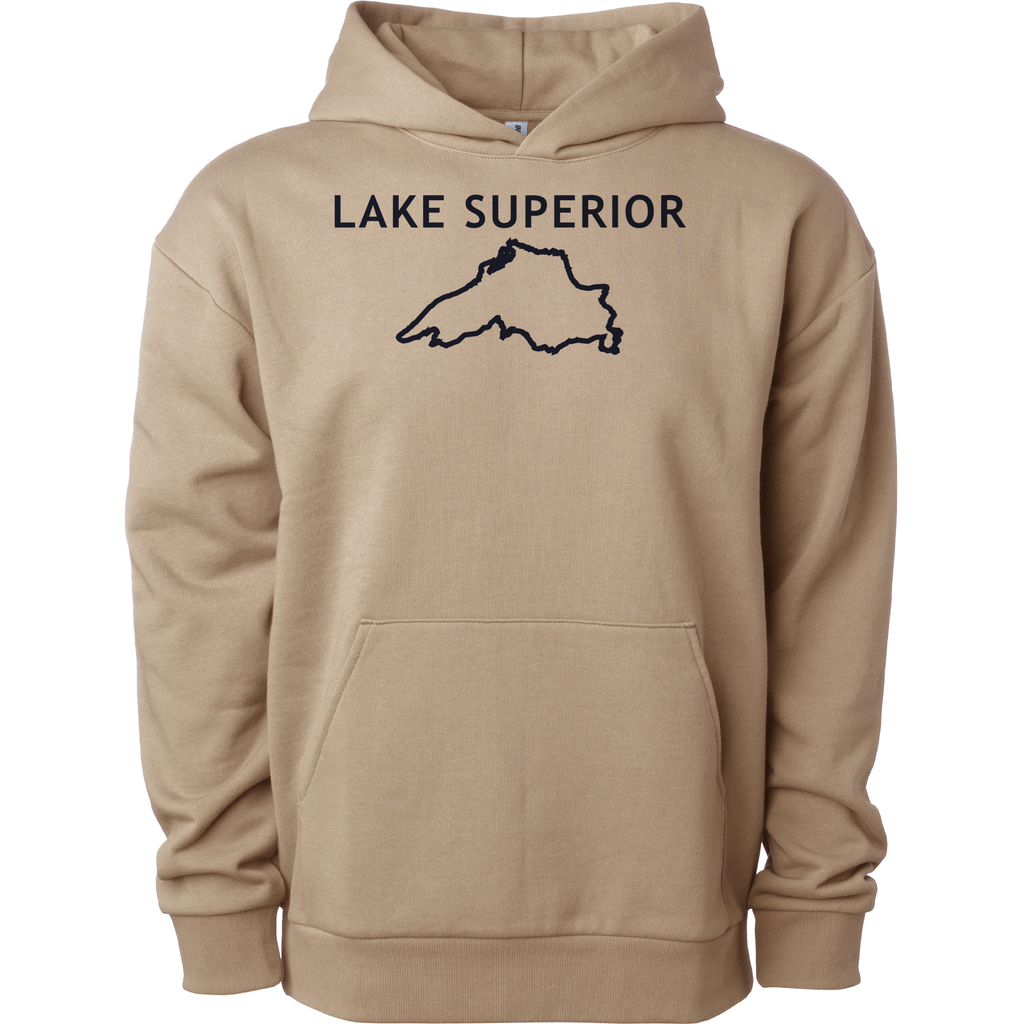 Lake Superior - Trebuchet Outline Hoodie, Sandstone