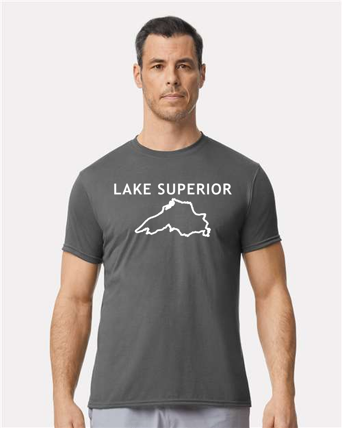 Lake Superior - Trebuchet Outline T-Shirt, Charcoal
