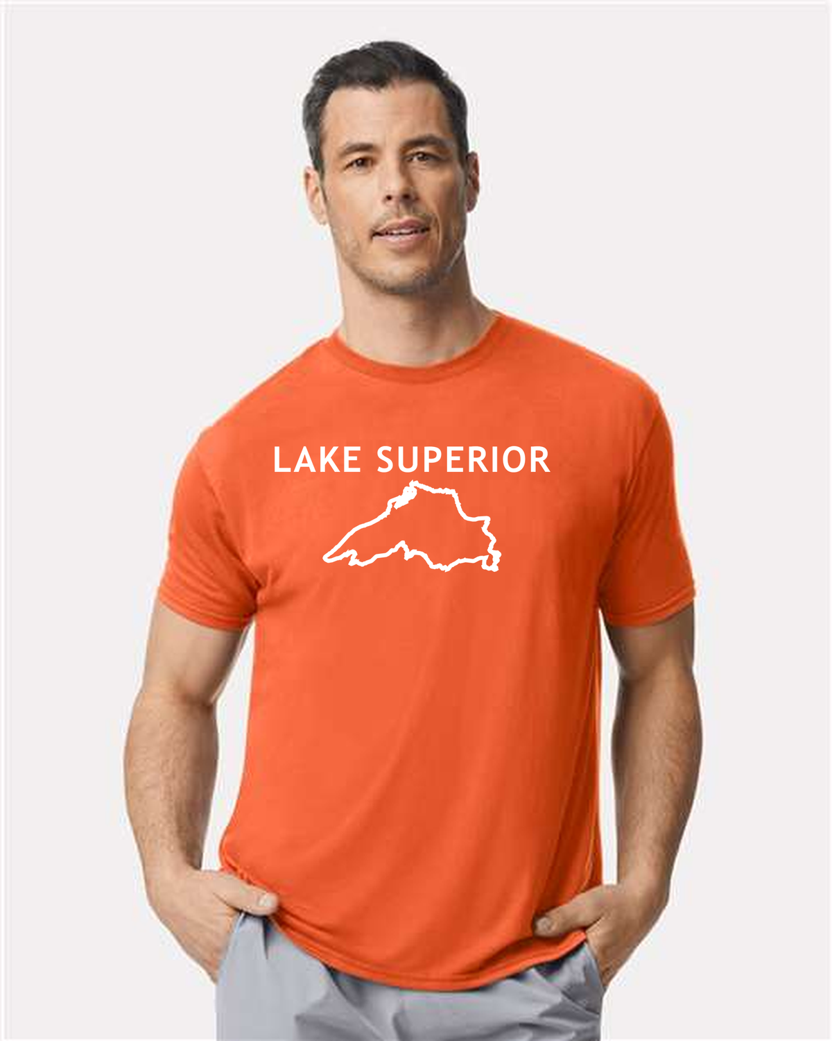 Lake Superior - Trebuchet Outline T-Shirt, Orange