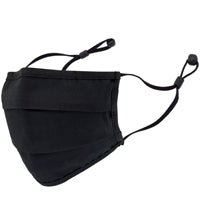 AJM International MK0030, 100% Brushed Cotton Poplin, Double Layer / Pleated, Built-in Metal Nose Clip, Adjustable Elastic Ear, Black