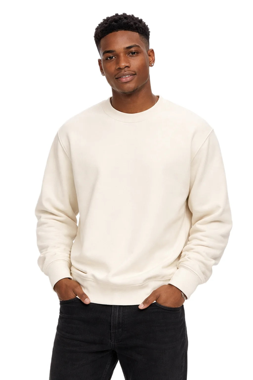 Milltex Sportswear 303, Unisex Midweight Crewneck Fleece Sweatshirt, Natural