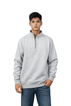 Milltex Sportswear 935, Unisex Heavy Weight Quarter Zip Jacket, Grey Heather