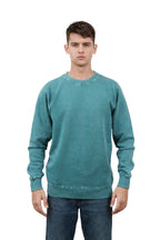 Milltex Sportswear 603, Unisex Vintage Fleece Textured Crewneck Sweatshirt, Jade Sea Blue