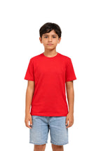 Milltex Sportswear 500, Kids Unisex T-shirt - Soft Lightweight Cotton Crew Neck Tee, Red