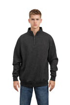 Milltex Sportswear 935, Unisex Heavy Weight Quarter Zip Jacket, Charcoal Heather