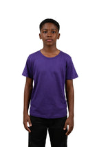Milltex Sportswear 500, Kids Unisex T-shirt - Soft Lightweight Cotton Crew Neck Tee, Purple