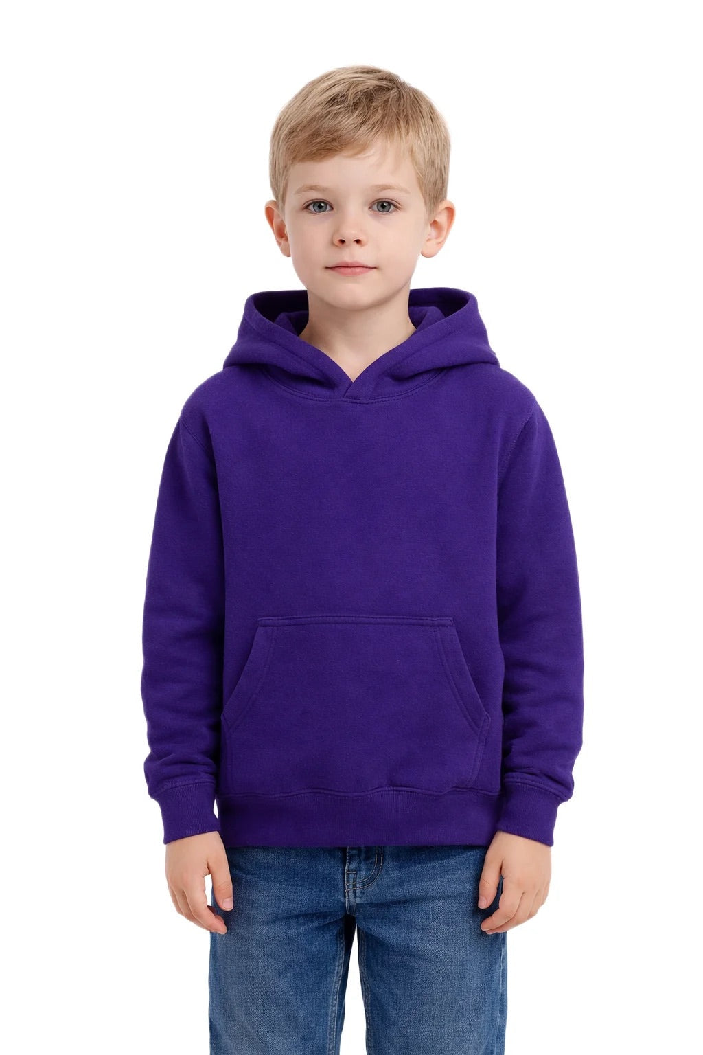 Milltex Sportswear 517, Youth Unisex Hoodie | Midweight Cotton Blend Pullover Sweatshirt, Purple