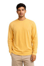 Milltex Sportswear 401, Unisex Mid Weight Pigment Dyed Long Sleeve Tee, Mustard Yellow