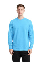 Milltex Sportswear 401, Unisex Mid Weight Pigment Dyed Long Sleeve Tee, Lagoon Blue