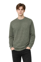 Milltex Sportswear 401, Unisex Mid Weight Pigment Dyed Long Sleeve Tee, Moss Green