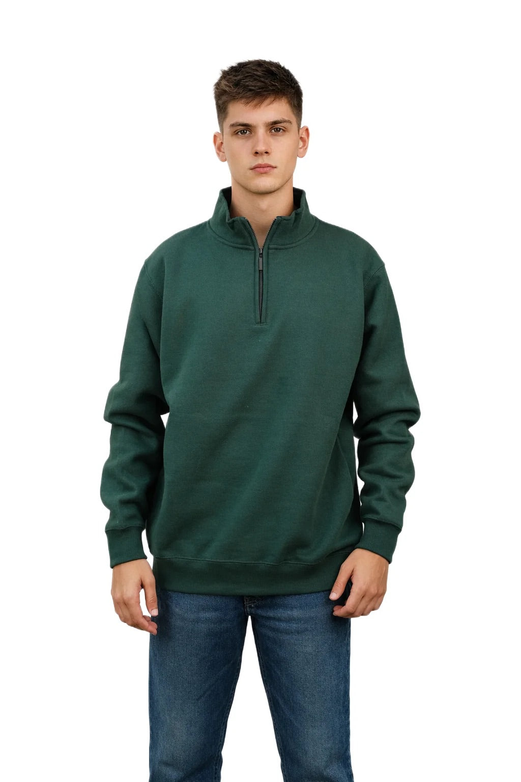 Milltex Sportswear 935, Unisex Heavy Weight Quarter Zip Jacket, Forest
