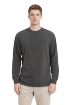 Milltex Sportswear 401, Unisex Mid Weight Pigment Dyed Long Sleeve Tee, Pepper Grey