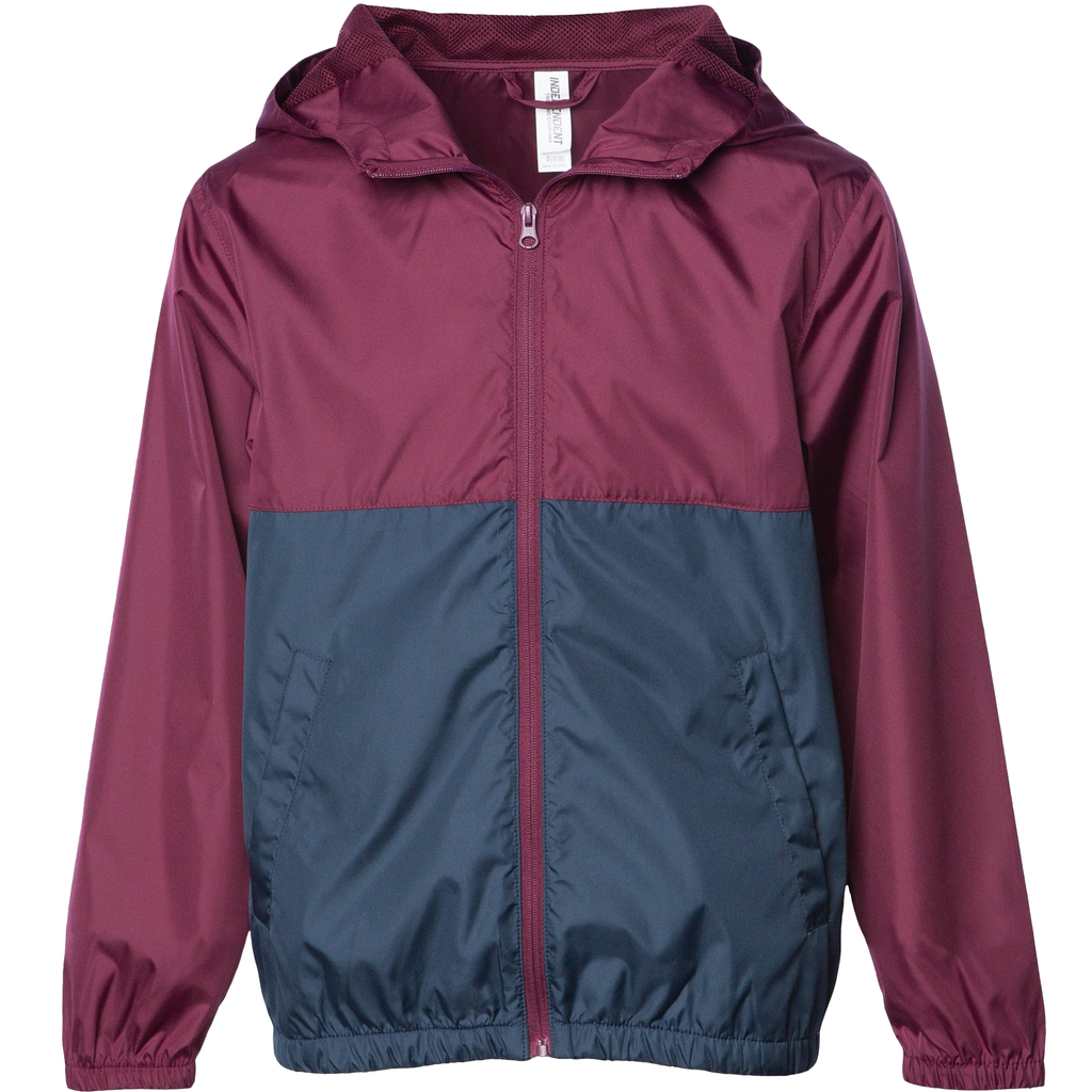 INDEPENDENT EXP24YWZ, Youth Lightweight Windbreaker Jacket, Maroon Classic Navy
