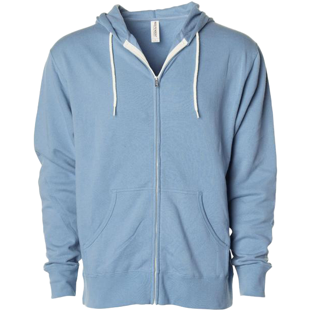 INDEPENDENT AFX90UNZ-P1, Afx90unz - Unisex Zip Hooded Sweatshirt (colors F-s), Misty Blue