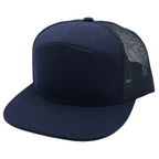 NISSI CAPS GNV-7005M, - 7 Panels Mesh Flat Bill Cap, Navy Navy