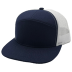NISSI CAPS GNV-7005M, - 7 Panels Mesh Flat Bill Cap, Navy White