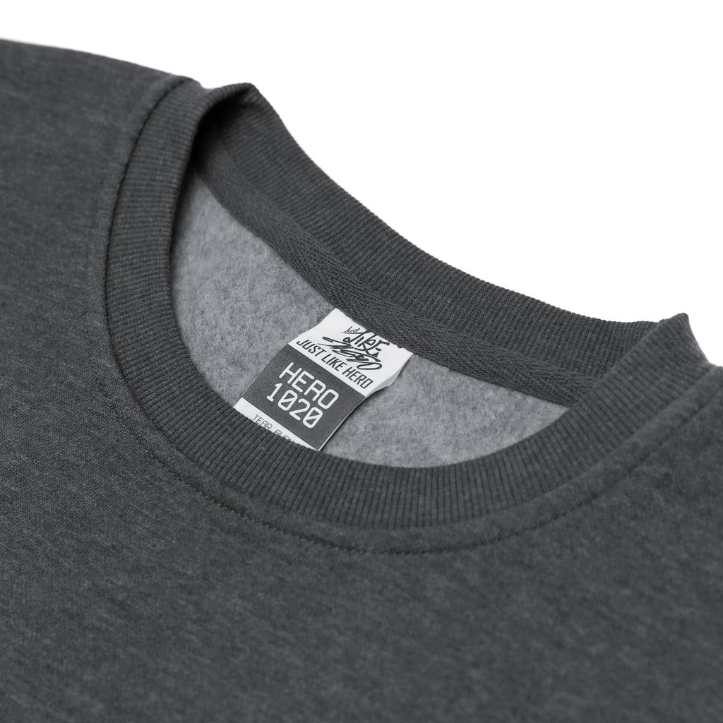 Just Like Hero HERO-1020, Unisex Blank Crewneck Sweatshirt, Dark Heather