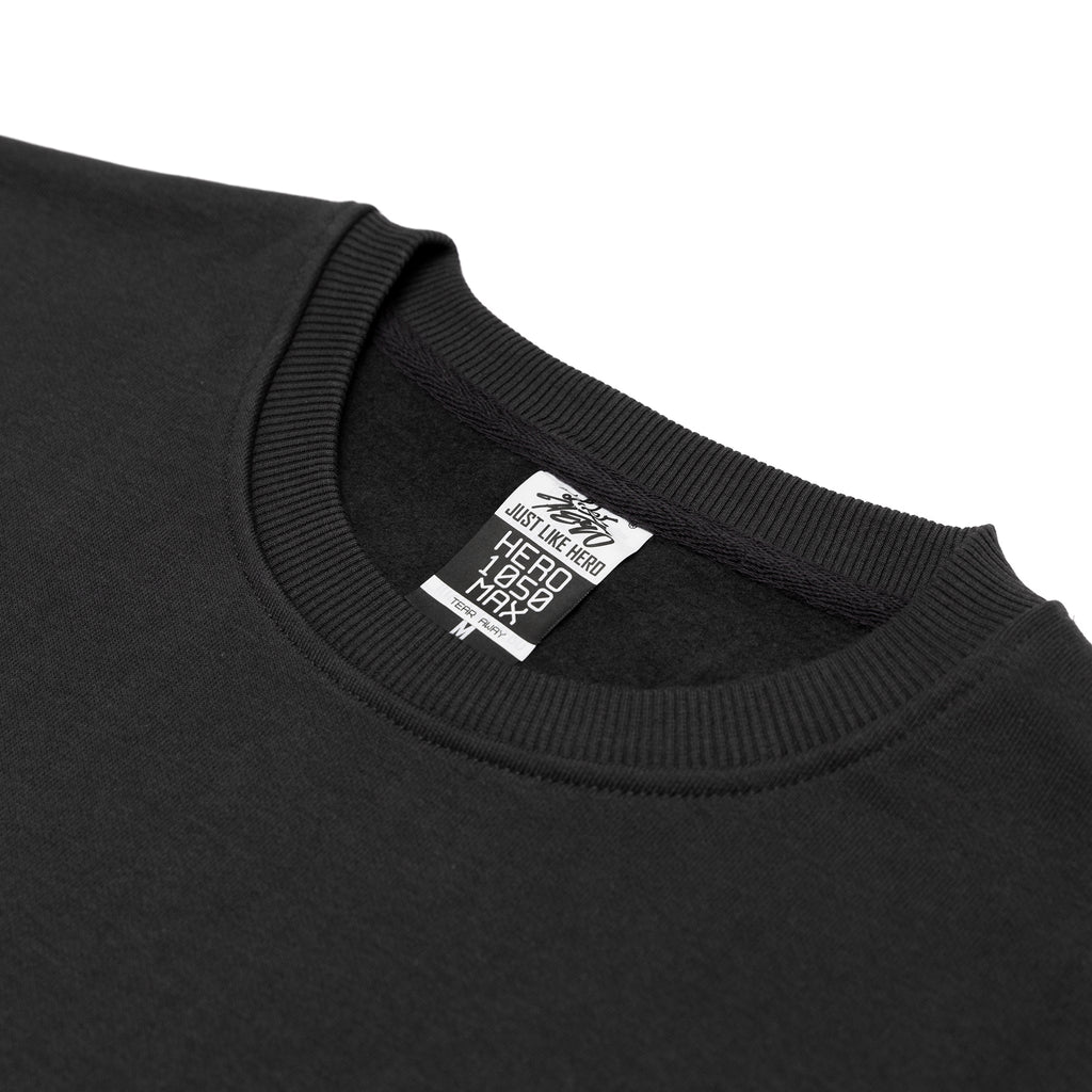 Just Like Hero HERO-1050, Max Unisex Blank Crewneck Sweatshirt, Off Black