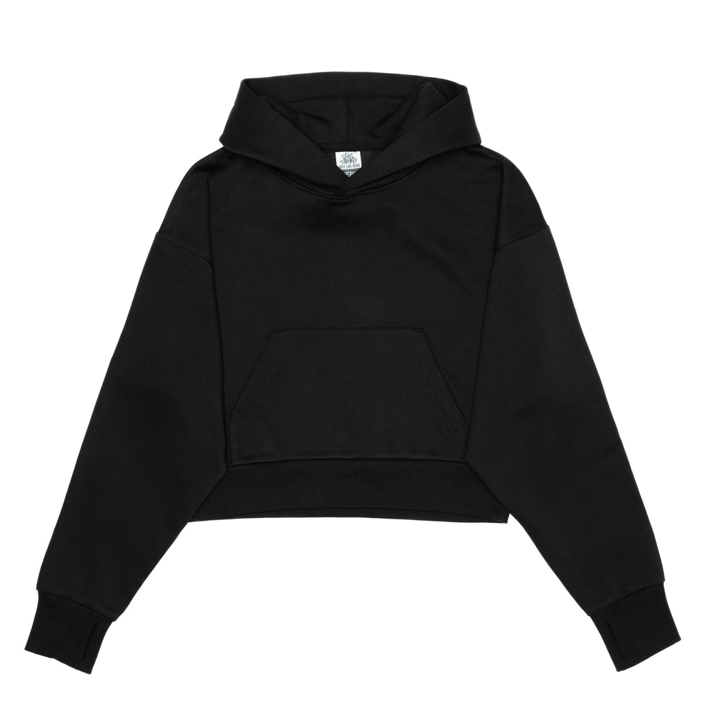 Just Like Hero HERO-2120C, Cropped Drop Shoulder Pullover Hoodie, Black