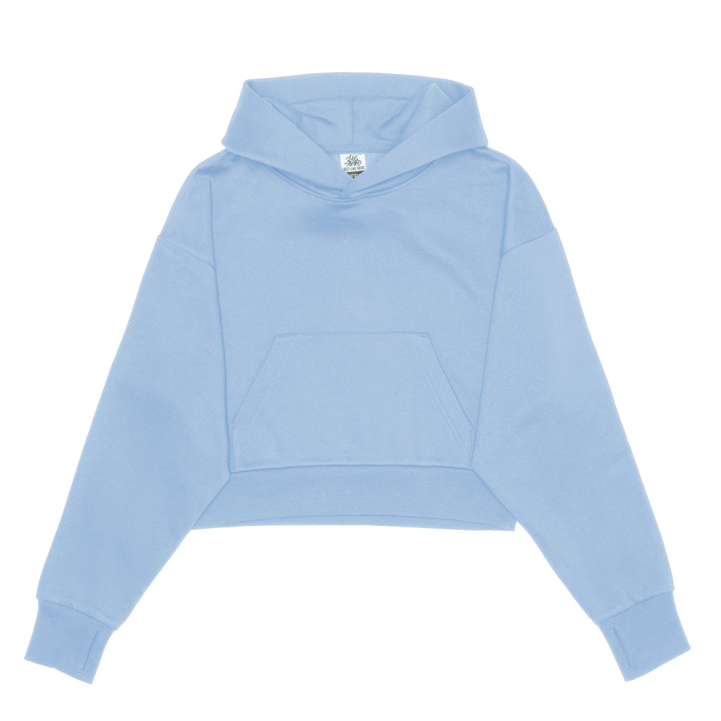Just Like Hero HERO-2120C, Cropped Drop Shoulder Pullover Hoodie, Sky Blue
