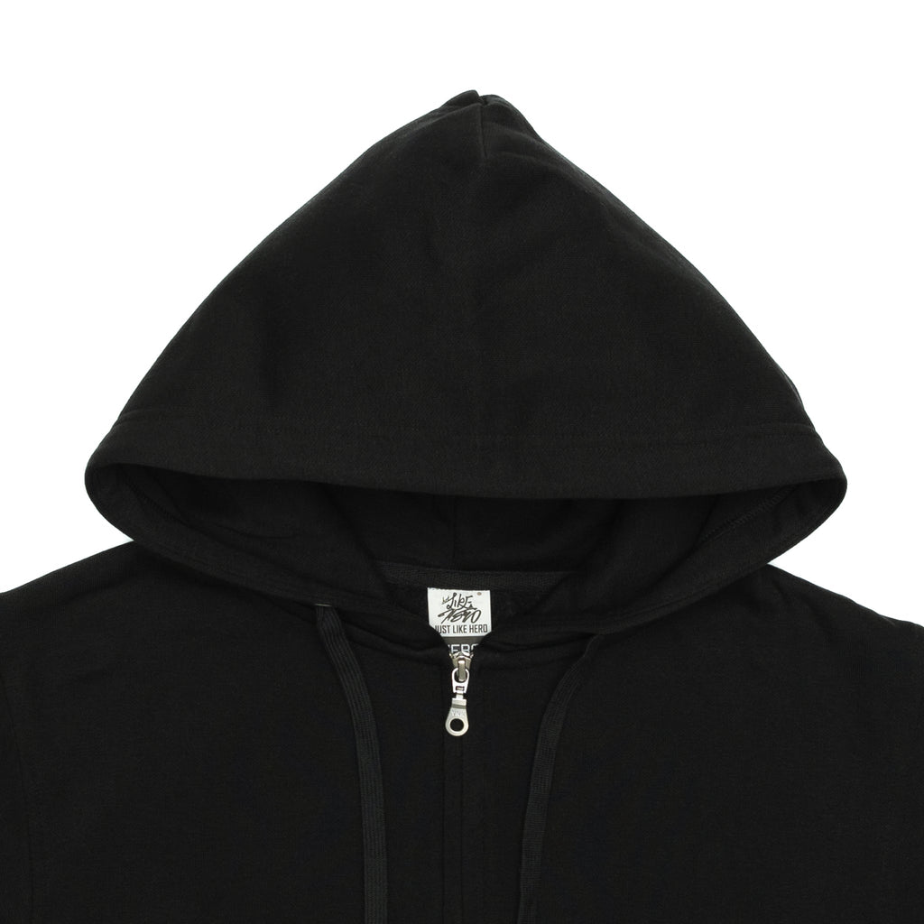 Just Like Hero HERO-3020, Unisex Full Zip Hoodie, Black