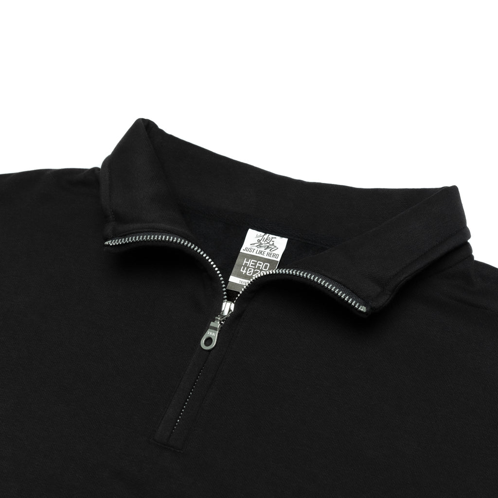 Just Like Hero HERO-4020, Youth Quarter Zip Sweatshirt, Black