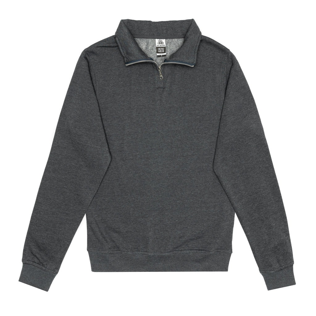 Just Like Hero HERO-4020, Youth Quarter Zip Sweatshirt, Dark Heather