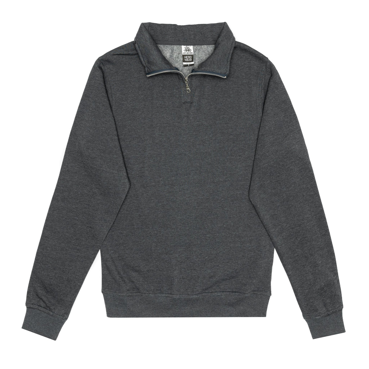 Just Like Hero HERO-4020, Youth Quarter Zip Sweatshirt, Dark Heather