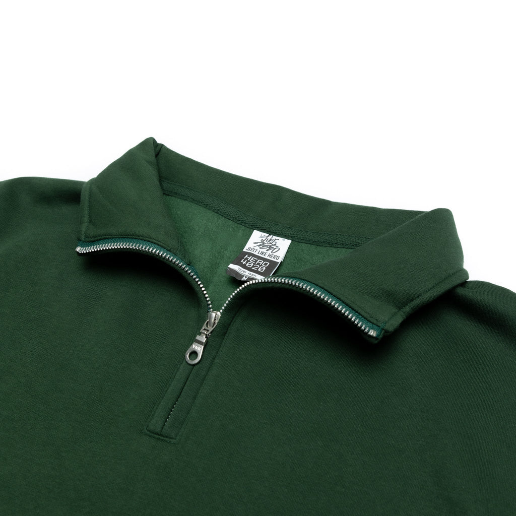 Just Like Hero HERO-4020, Youth Quarter Zip Sweatshirt, Forest Green