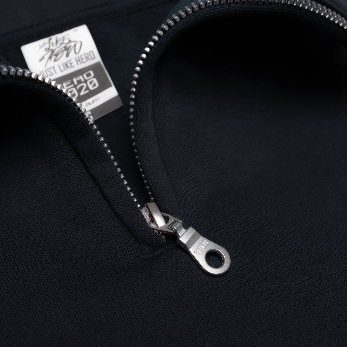Just Like Hero HERO-4020, Youth Quarter Zip Sweatshirt, Navy Blue