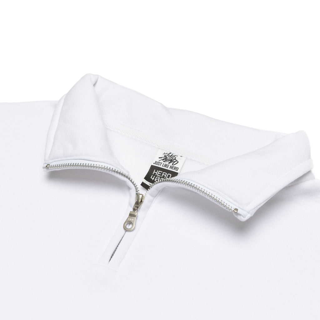 Just Like Hero HERO-4020, Youth Quarter Zip Sweatshirt, White