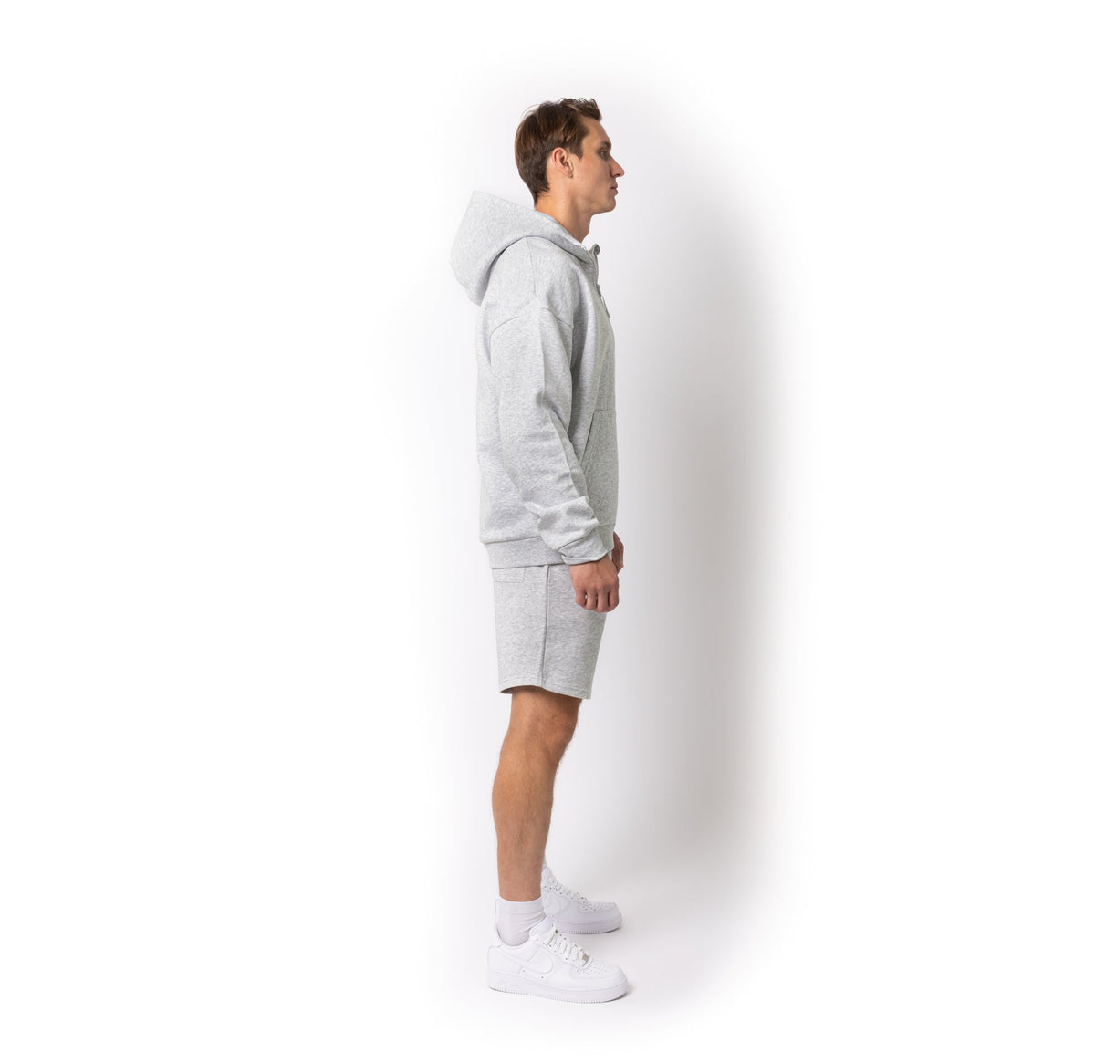 Just Like Hero HERO-4220, Unisex Drop Shoulder 1/2 Zip Hoodie, Ash Heather