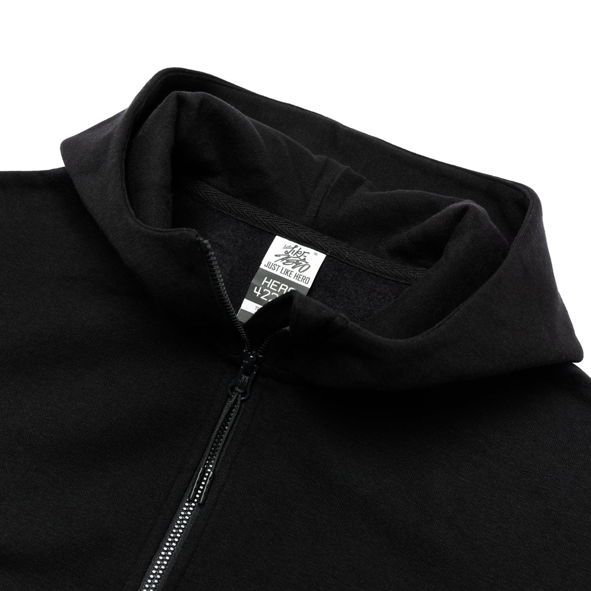 Just Like Hero HERO-4220, Unisex Drop Shoulder 1/2 Zip Hoodie, Black