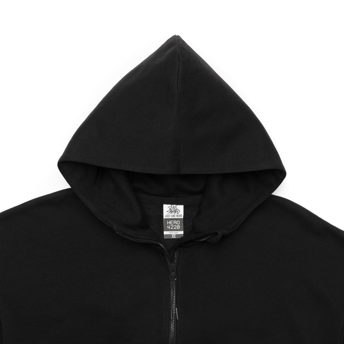 Just Like Hero HERO-4220, Unisex Drop Shoulder 1/2 Zip Hoodie, Black