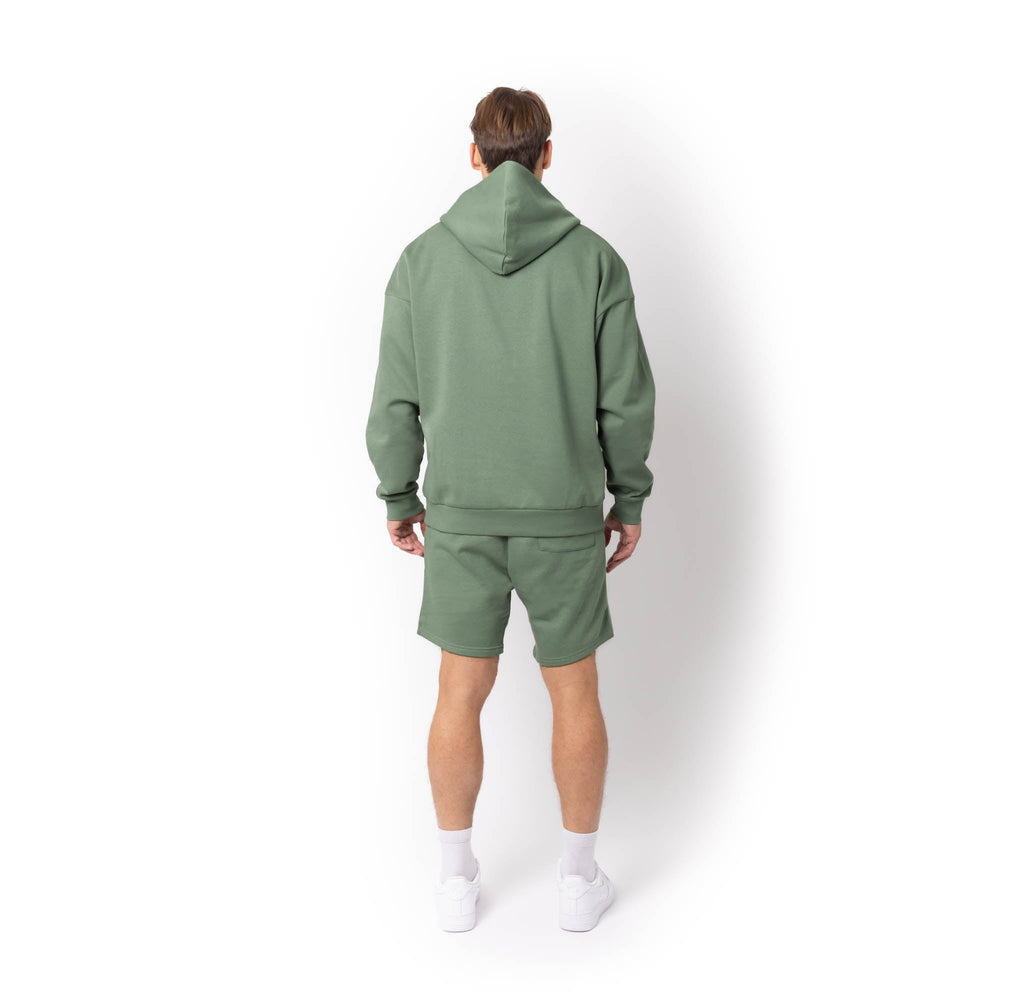 Just Like Hero HERO-4220, Unisex Drop Shoulder 1/2 Zip Hoodie, Dusty Green