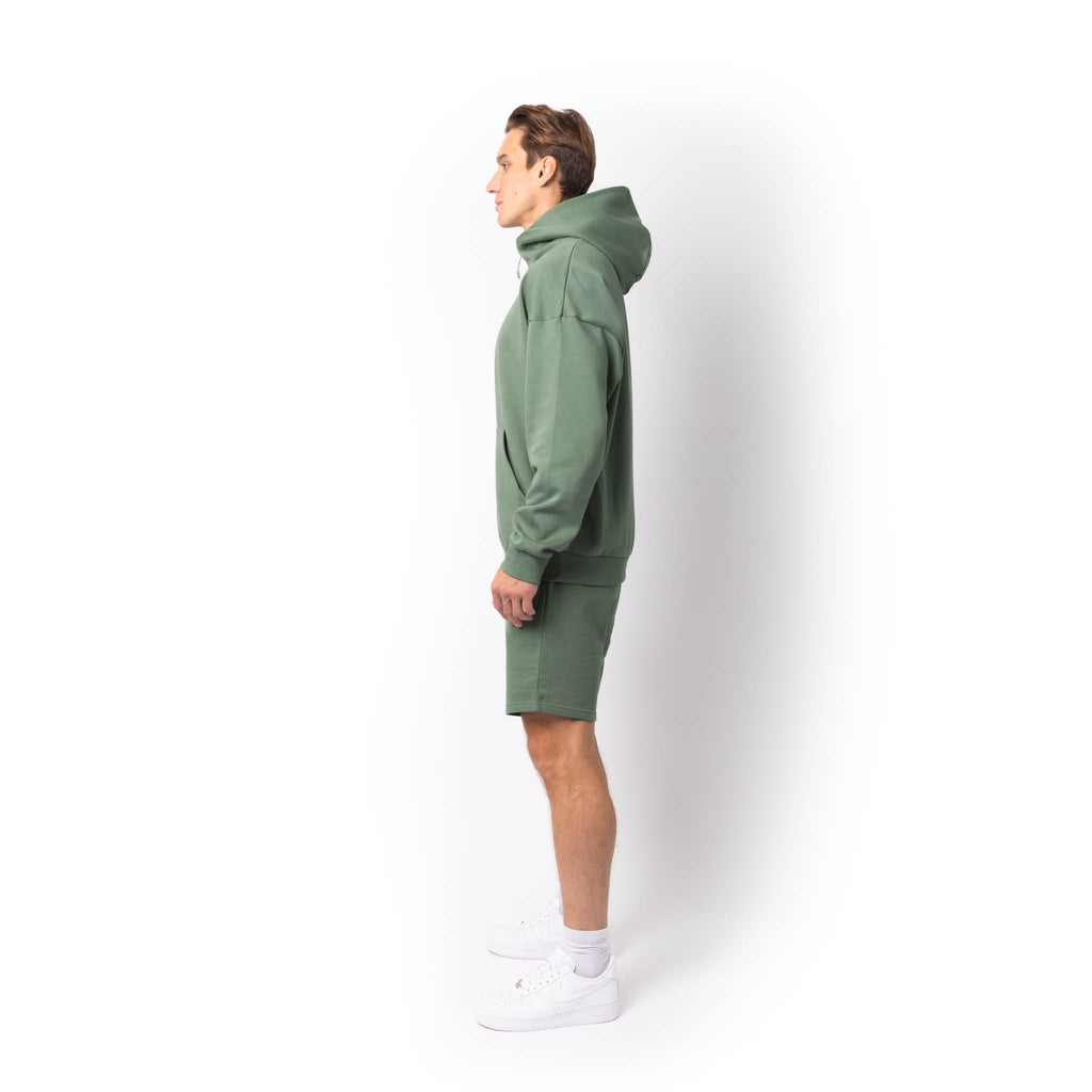 Just Like Hero HERO-4220, Unisex Drop Shoulder 1/2 Zip Hoodie, Dusty Green