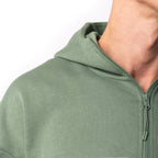 Just Like Hero HERO-4220, Unisex Drop Shoulder 1/2 Zip Hoodie, Dusty Green