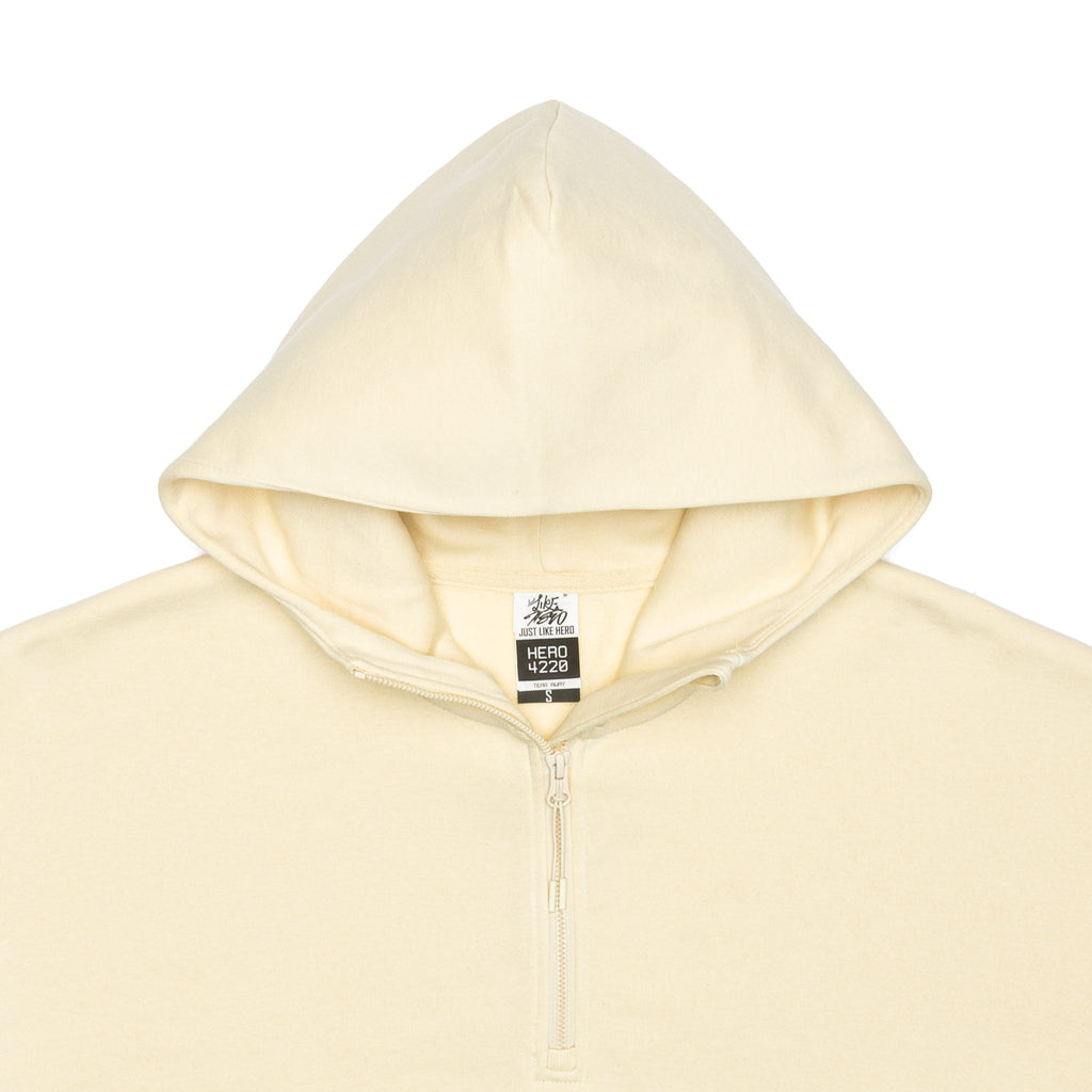 Just Like Hero HERO-4220, Unisex Drop Shoulder 1/2 Zip Hoodie, Ivory