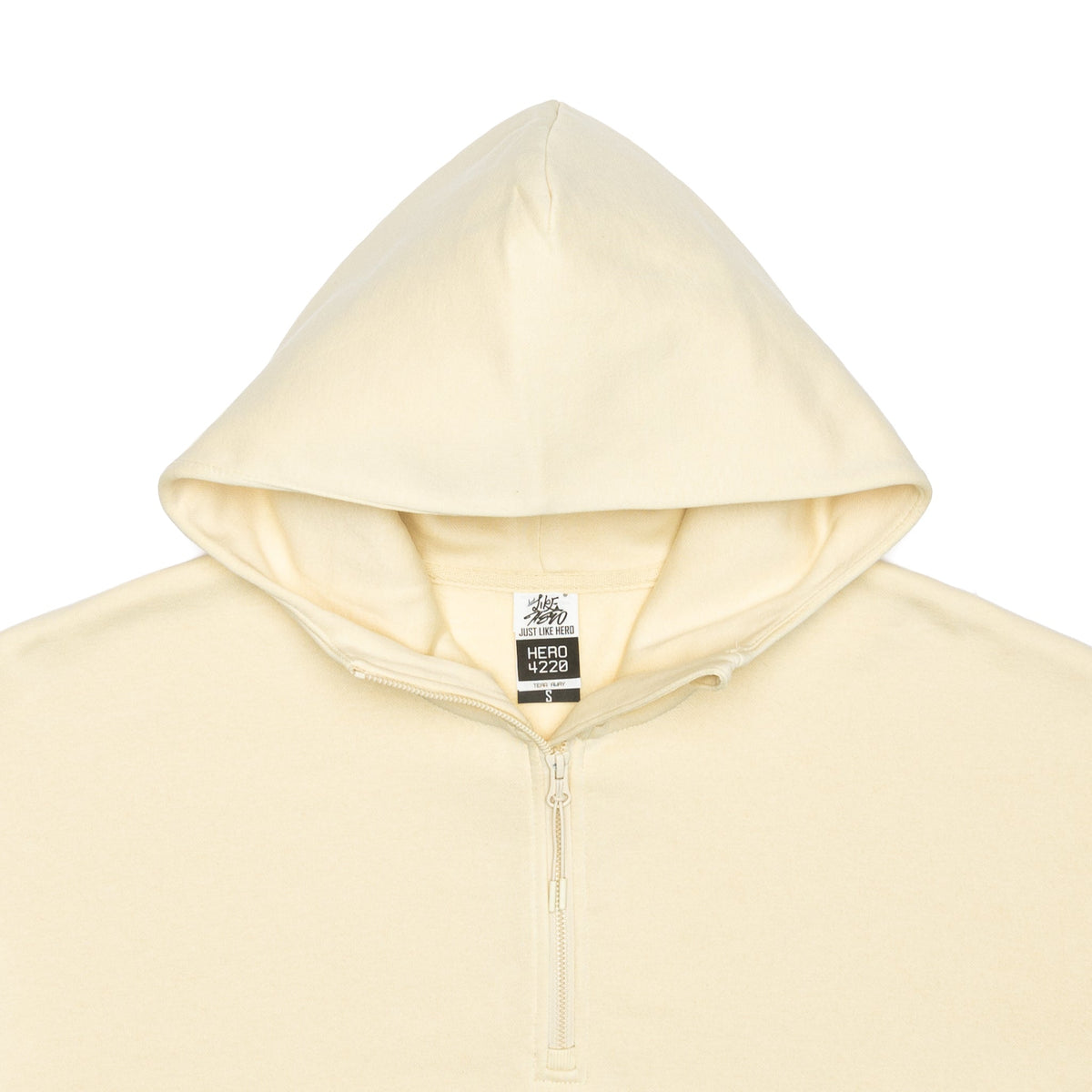 Just Like Hero HERO-4220, Unisex Drop Shoulder 1/2 Zip Hoodie, Ivory