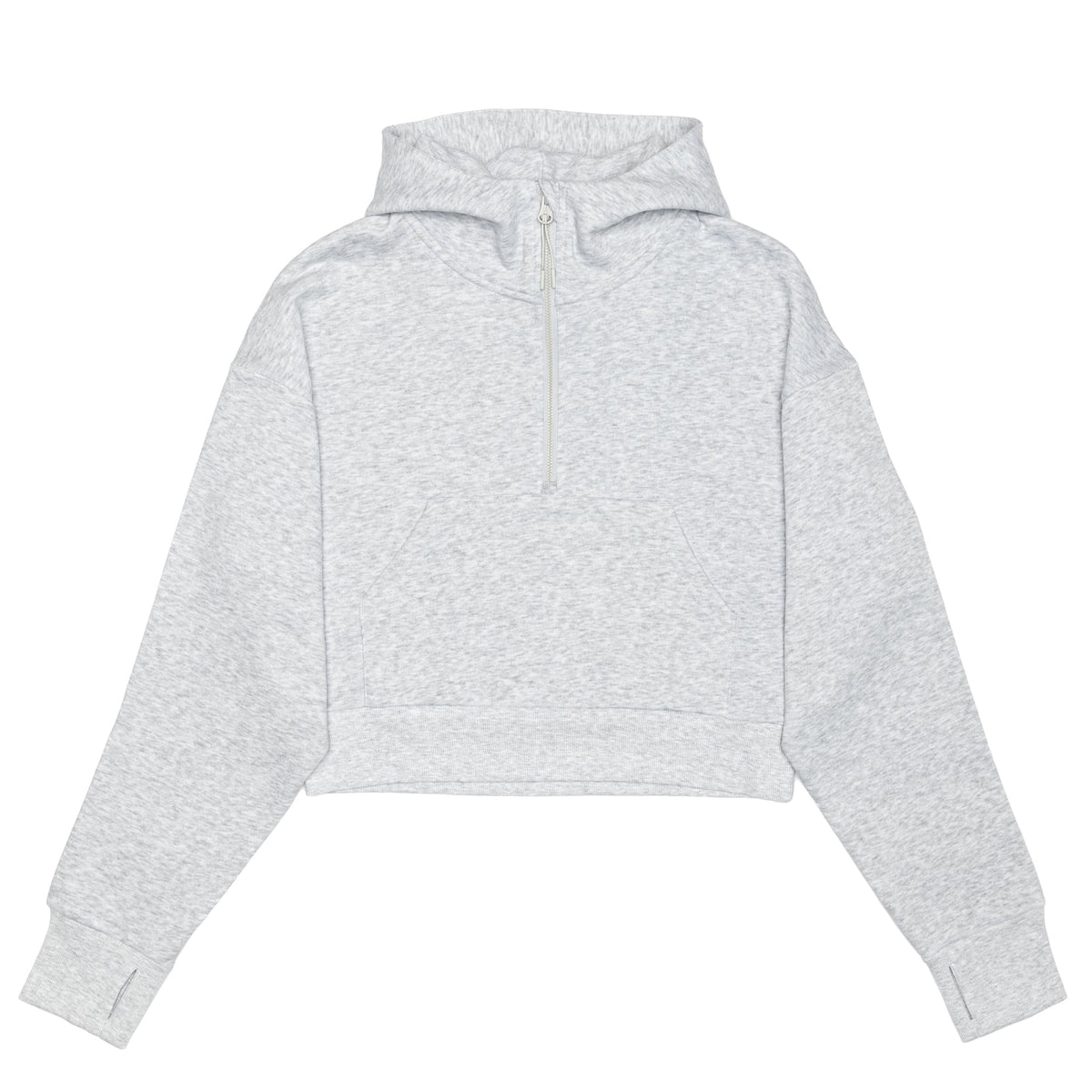 Just Like Hero HERO-4220C, Cropped Drop Shoulder 1/2 Zip Hoodie, Ash Heather