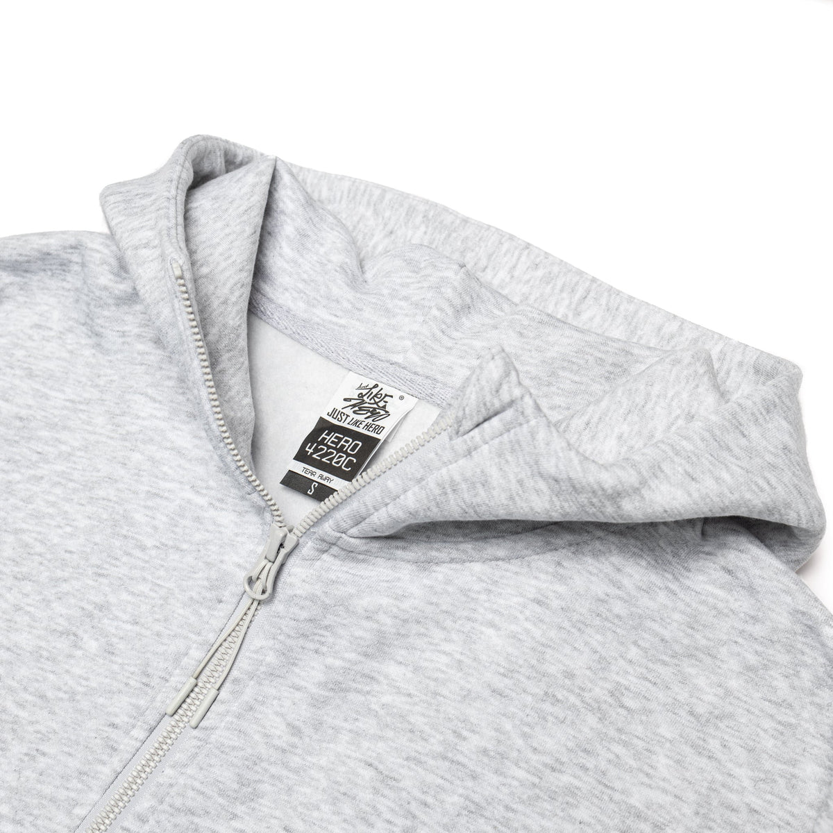 Just Like Hero HERO-4220C, Cropped Drop Shoulder 1/2 Zip Hoodie, Ash Heather