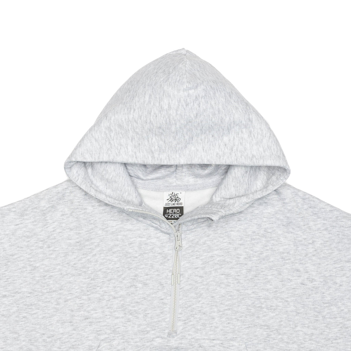 Just Like Hero HERO-4220C, Cropped Drop Shoulder 1/2 Zip Hoodie, Ash Heather