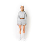 Just Like Hero HERO-4220C, Cropped Drop Shoulder 1/2 Zip Hoodie, Ash Heather
