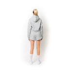 Just Like Hero HERO-4220C, Cropped Drop Shoulder 1/2 Zip Hoodie, Ash Heather