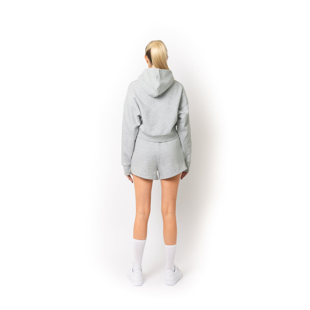 Just Like Hero HERO-4220C, Cropped Drop Shoulder 1/2 Zip Hoodie, Ash Heather