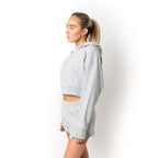 Just Like Hero HERO-4220C, Cropped Drop Shoulder 1/2 Zip Hoodie, Ash Heather