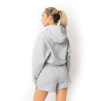 Just Like Hero HERO-4220C, Cropped Drop Shoulder 1/2 Zip Hoodie, Ash Heather