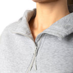 Just Like Hero HERO-4220C, Cropped Drop Shoulder 1/2 Zip Hoodie, Ash Heather