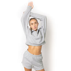Just Like Hero HERO-4220C, Cropped Drop Shoulder 1/2 Zip Hoodie, Ash Heather