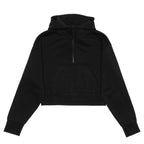 Just Like Hero HERO-4220C, Cropped Drop Shoulder 1/2 Zip Hoodie, Black